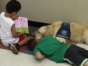 Our "Read to Lydia" program was very popular among dog lovers. 