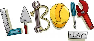 Text Illustration Featuring Construction Tools That Represent Labor Day