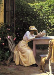 Lady Reading in the Garden (1894). Niels Frederik Schiøttz-Jensen